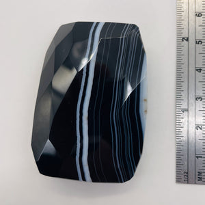 Onyx Flat Faceted Rectangular Pendant Bead | 50x48x14mm | Black White | 1 Bead |