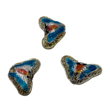Load image into Gallery viewer, Aqua Blue Cloisonne Butterfly Pendant Beads | 16x10x6mm | 3 Beads |