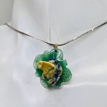 Load image into Gallery viewer, Ribbit 1 Lapis Frog On Aventurine Lily pad Pendant | 28x28.5x11mm | Blue