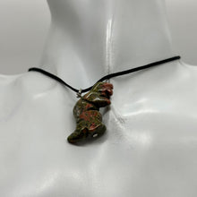 Load image into Gallery viewer, Unakite Tyrannosaurus Rex Dinosaur Pendant Necklace | 3/4' Long | Green, Pink |