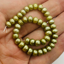 Load image into Gallery viewer, Dubai Pistachio Fresh Water Pearl Half Strand | 7x5mm | Green } 42 Pearls |