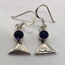 Load image into Gallery viewer, Amethyst Sterling Silver Triangle Earrings | 1" Long | Purple | 1 Pair |