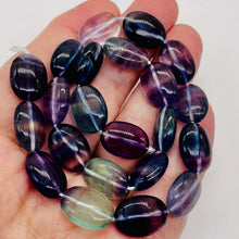 Load image into Gallery viewer, Natural Fluorite 8" Strand | 18x13x10mm | Oval | Purple Blue Green | 11 Beads |