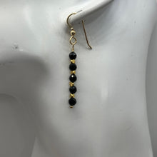 Load image into Gallery viewer, Onyx Faceted 14K Gold Filled Dangle Earrings | 1 3/4" Long | Black | 1 Pair |
