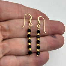 Load image into Gallery viewer, Onyx Faceted 14K Gold Filled Dangle Earrings | 1 3/4" Long | Black | 1 Pair |
