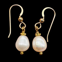 Load image into Gallery viewer, Gorgeous Natural Oval Pearl 14K Gold Filled Earrings | 10xmm Pearl | 1" Long |