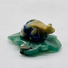 Load image into Gallery viewer, Ribbit 1 Lapis Frog On Aventurine Lily pad Pendant | 28x28.5x11mm | Blue