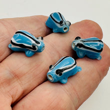 Load image into Gallery viewer, Frog Lampwork Glass Jumping Frog Beads | 17x12x9mm | Clear Blue | 4 Beads |