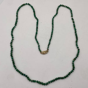Emerald Graduated 3 to 4mm Rondelle Necklace | 23" Long | 37 tcw | Green |