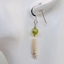 Load image into Gallery viewer, Apatite Fresh Water Pearl Sterling Silver Earrings | 1 1/4" Long | Green White |
