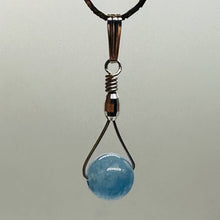 Load image into Gallery viewer, Aquamarine Sterling Silver Wire Wrap Spinner Pendant | 1" Long | Blue |