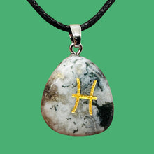Load image into Gallery viewer, Zodiac Pisces Indian Agate Stone Oval Pendant | 1 1/2" Long | Green | 1 Pendant|