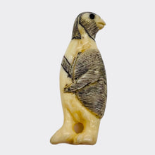 Load image into Gallery viewer, Etched Carved Penguin Pendant Bead | 33x13x6mm | White Black | 1 Bead |