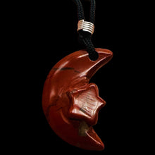 Load image into Gallery viewer, Red Brecciated Jasper Star and Moon Pendant Necklace Celestial Jewelry
