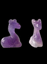 Load image into Gallery viewer, Graceful 2 Carved Amethyst Giraffe Beads | 21x16x10mm | Purple