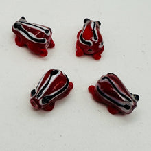 Load image into Gallery viewer, Frog Lampwork Glass Jumping Frog Beads | 17x12x9mm | Scarlet Red | 4 Beads |