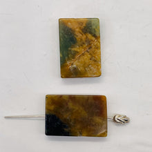 Load image into Gallery viewer, Jade Flowering Flat Rectangle Beads| 22x20x6mm | Pinkish brown green | 2 Beads|