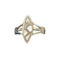 Load image into Gallery viewer, Mother of Pearl Sterling Silver Inlaid Briolette Ring |Size 8.25 | Silver White|