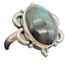 Load image into Gallery viewer, Labradorite Sterling Silver Oval Stone Ring |Size 8 3/4 | Blue Flash | 1 Ring |