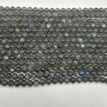 Load image into Gallery viewer, Labradorite AAA Round Bead Strand | 6mm | Gray, Red, Blue Flash | 59/60 Beads |