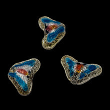 Load image into Gallery viewer, Aqua Blue Cloisonne Butterfly Pendant Beads | 16x10x6mm | 3 Beads |