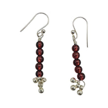 Load image into Gallery viewer, Champagne Garnet AAA 4mm Round Bead Dangle Earrings | 2" Long | Red |