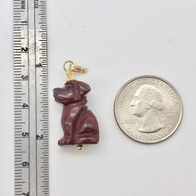 Load image into Gallery viewer, Red Jasper Dog Pendant Necklace | Semi Precious Stone Jewelry | 14k Pendant |