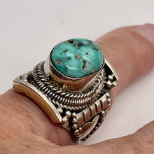 Load image into Gallery viewer, Turquoise Sterling Silver Oval and Heart Ring| Size 10 | Blue | 1 Ring |