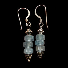 Load image into Gallery viewer, Aquamarine Dangling Sterling Silver Earrings | 1 1/2" Long | Blue, Silver |