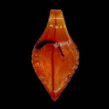 Load image into Gallery viewer, 1 Red Lampwork Silver Foil Leaf Pendant Bead 8661A