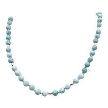 Load image into Gallery viewer, Larimar Faceted Round Bead Sterling Silver Necklace | 21" Long | Blue |
