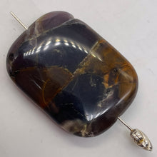 Load image into Gallery viewer, Purple Sage Plume Agate Rectangle Pendant Bead| 39x30x8mm | Purple, Bronze | 1 |