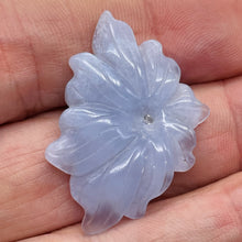 Load image into Gallery viewer, Chalcedony 28ct Hand Carved Flower Bead | 33x25x5mm | Blue | 1 Pendant Bead |
