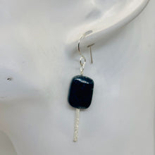 Load image into Gallery viewer, Pietersite Rectangle Bead Sterling Silver Earrings | 1 3/4" | Black Blue |