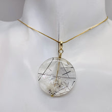 Load image into Gallery viewer, Tourmalinated Quartz Beautiful Round 14K Gold Filled Pendant | 30mm | Disc |