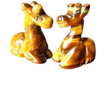 Load image into Gallery viewer, Graceful 2 Carved Tiger'S Eye Giraffe Beads | 21x16x10mm | Golden Brown