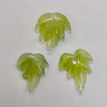 Load image into Gallery viewer, Carved Serpentine New Jade Leaf Bead Set | 23x22x4 to 28x27x4mm | 3 Beads |