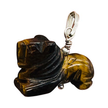 Load image into Gallery viewer, Lion Tigers Eye Pendant Necklace | Semi Precious Stone Jewelry | Sterling Silver