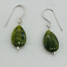 Load image into Gallery viewer, Nephrite Jade Briolette Bead Sterling Silver Earrings | Green | 1 1/4" Long |