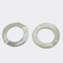 Load image into Gallery viewer, Mother of Pearl Round Carved Picture Frame Bead | 25x2mm | White | 2 Beads |