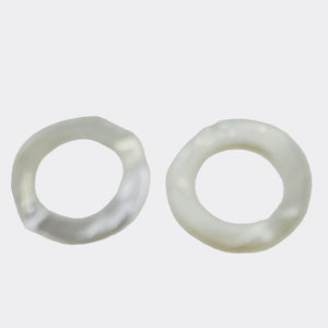 Mother of Pearl Round Carved Picture Frame Bead | 25x2mm | White | 2 Beads |