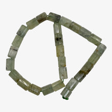 Load image into Gallery viewer, Tourmalated Prehnite Tube Bead Strand | 16x11mm | Green Black | 26 Beads |