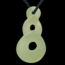 Load image into Gallery viewer, Carved Translucent Serpentine Infinity Pendant with Black Cord 10821X