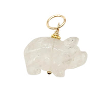Load image into Gallery viewer, Piggie! Carved Clear Quartz Pig 22K Vermeil Pendant 509274QZG
