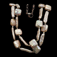 Load image into Gallery viewer, Pearl Gentle Peach Sterling Silver Double Strand Necklace | 18" | Peach White |