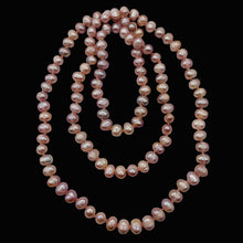 Load image into Gallery viewer, Fresh Water Pearl Knotted on Silk Necklace | 33" Long| Lavender Pink| 1 Necklace