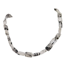 Load image into Gallery viewer, Tourmalinated Quartz Rectangular Bead Strand | 12x8x5mm| Clear White Black | 33|