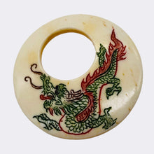 Load image into Gallery viewer, Dragon Round Pendant Bead | 35x4mm | Red White Green | 1 Bead |