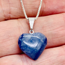 Load image into Gallery viewer, Aventurine Heart with Sterling Silver 18" Box Necklace | 7/8" Long | Blue |