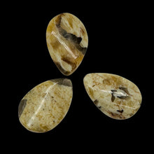 Load image into Gallery viewer, 3 Wild Cat Feldspar Carved Teardrop Twist Pendant Beads 008904
